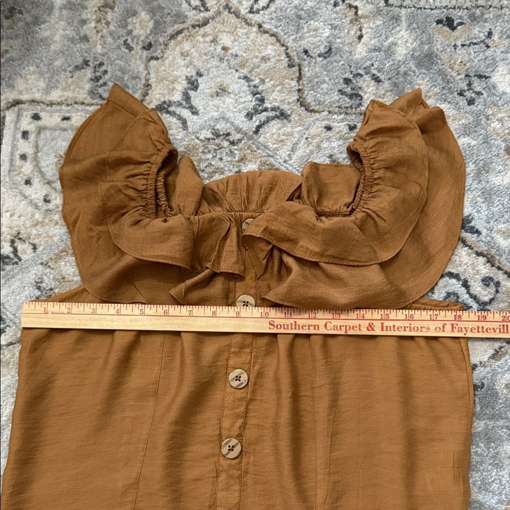 Cato Off-Shoulder Ruffled Blouse in Beautiful Rust Color - Picture 8 of 10
